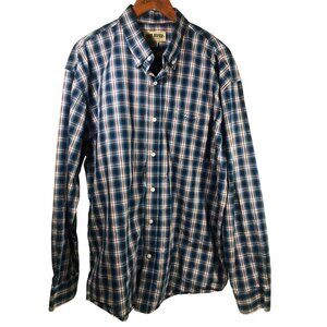 Mens XXL 2X Plaid Red River Outfitters Button-Down Shirt Red, White, Blue